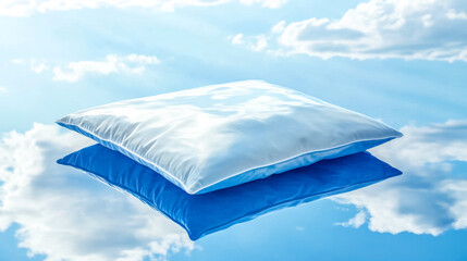 Wall Mural - Soft pillow reflecting the sky on a mirror surface