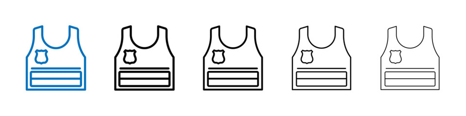 Poster - Bullet proof vest Outline vector logo for web ui