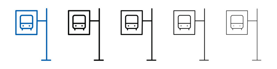 Poster - Bus stop stand icon Outline vector logo for web ui