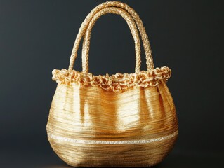 Canvas Print - Gold Purse With Crocheted Handle