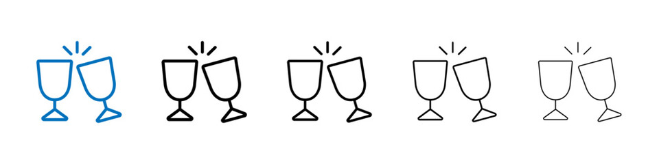 Poster - Clinking glasses icon Outline vector logo for web ui
