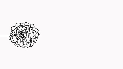 Poster - Artificial brain intelligence technology with chaos and order continuous line drawing animated video. Problem solving search concept animation.