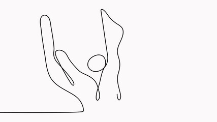 Wall Mural - Hands hold music note continuous line drawing animated video.