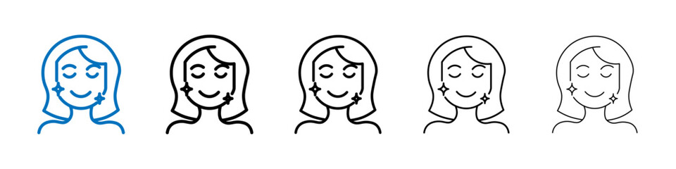 Poster - Glowing skin icon Outline vector logo for web ui
