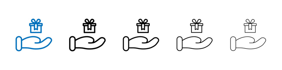 Poster - Hand holding box icon Outline vector logo for web ui
