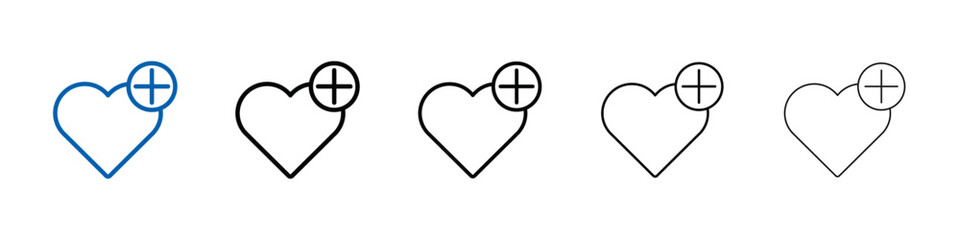 Poster - Heart plus icon Outline vector logo for web ui
