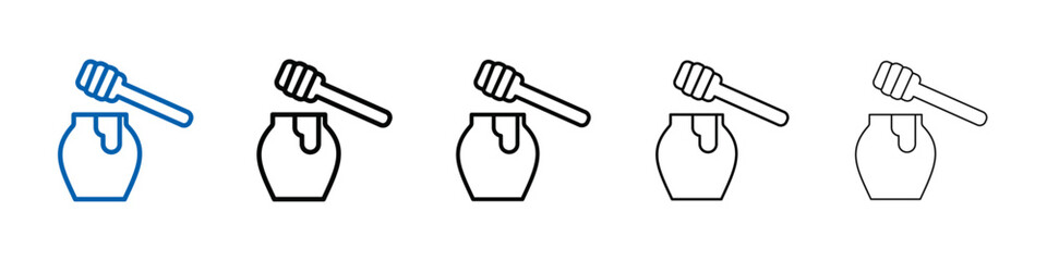 Poster - Honey jar with dipper icon Outline vector logo for web ui
