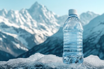 Wall Mural - Water bottle on snowy mound