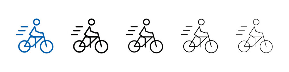 Aufkleber - Man on bicycle icon Outline vector logo for web ui