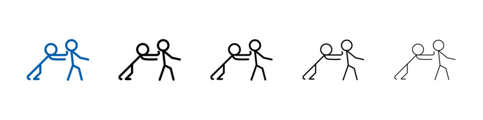 Poster - Man pushing another person icon Outline vector logo for web ui