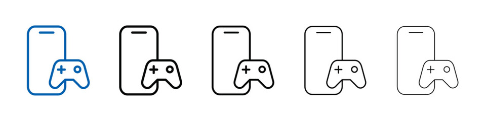 Poster - mobile phone game icon Outline vector logo for web ui