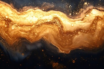 Aufkleber - Golden river flowing through dark space creating abstract design
