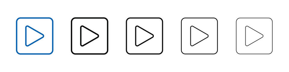 Poster - Play button icon Outline vector logo for web ui