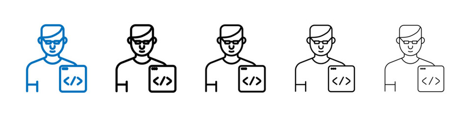 Poster - Programmer icon Outline vector logo for web ui