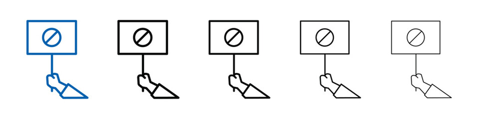 Poster - Protest banner in hand icon Outline vector logo for web ui