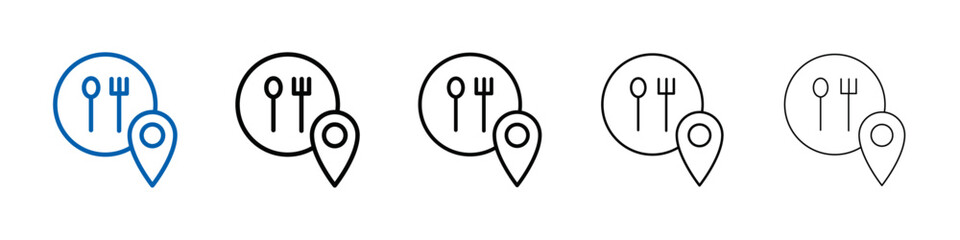 Poster - Restaurant location pin icon Outline vector logo for web ui