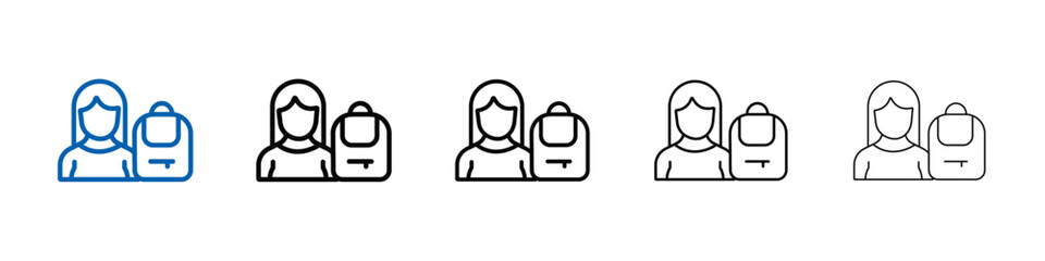 Poster - School girl icon Outline vector logo for web ui