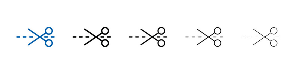 Poster - Scissors with cut lines icon Outline vector logo for web ui