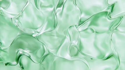 Wall Mural - seafoam green fluid art with smooth, reflective waves and intricate textures, creating a soft, elega