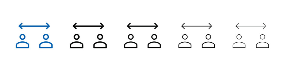 Poster - Social distancing sitting icon Outline vector logo for web ui