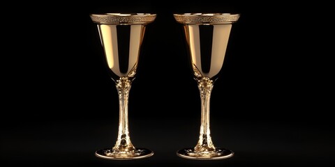 Wall Mural - Champagne glasses on black background