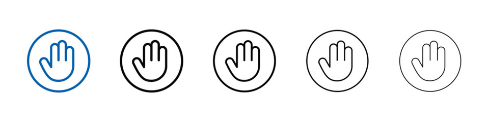Poster - Stop sign with hand icon Outline vector logo for web ui
