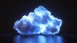 © Mohammed - Glowing blue cloud formation, digitally rendered.  Intense light emanates from within the ethereal cloud shape against a dark background.