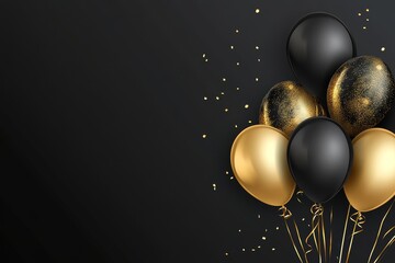 Fototapete - Grand opening celebration banner with luxurious gold balloons and elegant sale vector design
