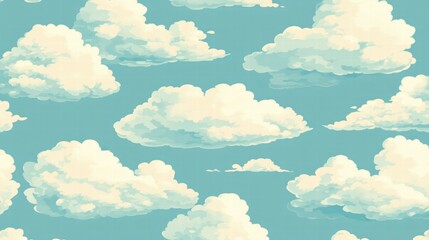 Billowy clouds float effortlessly across a vibrant blue sky, conjuring a sense of calm and imagination, perfect for creative projects. Generative AI