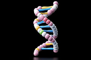 Poster - The structure of a DNA molecule is a double helix, which is studied in the field of genetic biotechnology within human genome cells, particularly in medicine. Research and analysis of genetic