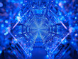 © Cedric - Futuristischer blauer Tunnel mit leuchtenden LED-Lichtern