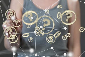 Aufkleber - colored question marks background concept. 3D Rendering.