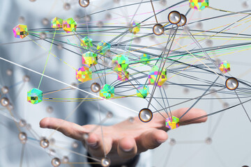 Poster - conference Digital Network and data concept 3d