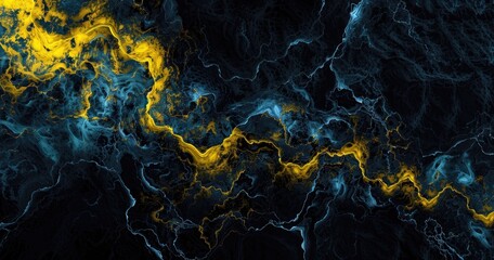 Wall Mural - Abstract swirling patterns in blue and yellow tones, evoking a sense of movement and energy.