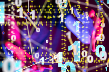 Fototapete - Global network. Blockchain. 3D illustration. Neural networks and artificial intelligence. Abstract
