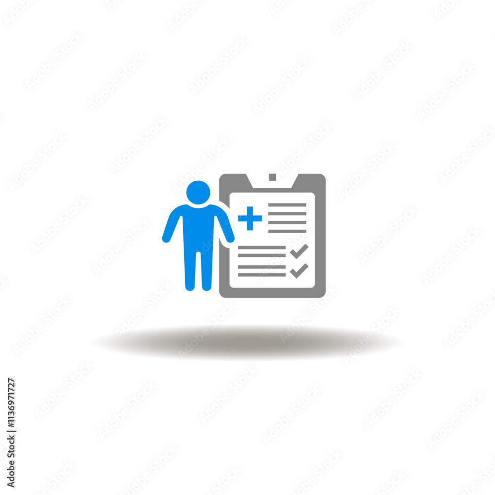 Vector illustration of medical checklist and patient icon. Sign of ...