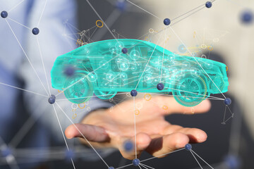 Poster - Energy car concept. Vehicle EV charge battery electric