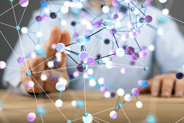 Poster - Global network. Blockchain. 3D illustration. Neural networks and artificial intelligence. Abstract