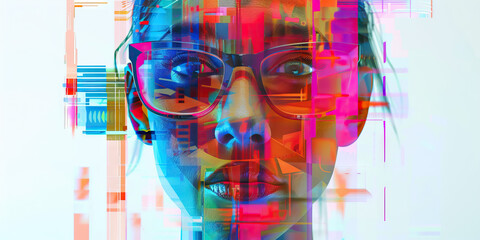 Poster - Abstract Portrait with Geometric Glitch Effects