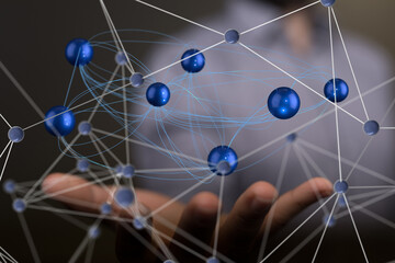 Fototapete - Neural network 3D illustration. Big data and cybersecurity