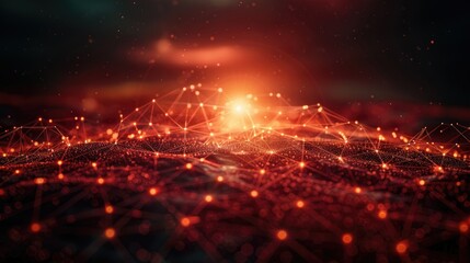 Poster - A digital landscape depicting interconnected nodes and glowing lines, symbolizing technology.