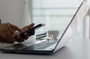 Aufkleber - Account access app to sign in securely or receive verification codes by email or text message. cyber security in two-step verification, Login, User, identification information security and encryption.