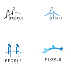 Wall Mural - bridge people logo icon vector illustration