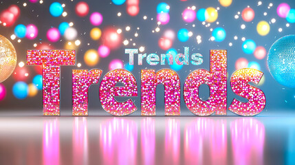 Poster - Colorful and vibrant display of trends with sparkling letters and colorful lights at a lively event