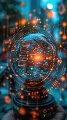 Poster - A futuristic globe with glowing data patterns, symbolizing technology and innovation.