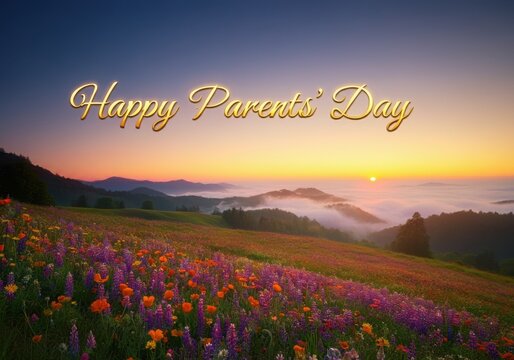 Greeting cards, posters and text inscriptions for Happy Parents' Day