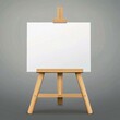 © Ace64 Studio - Blank Canvas Wooden easel with a white canvas Ready for Creativity on a transparent background