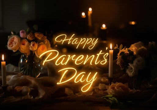 Greeting cards, posters and text inscriptions for Happy Parents' Day