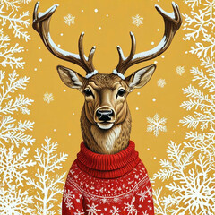 Wall Mural - illustration of Christmas deer