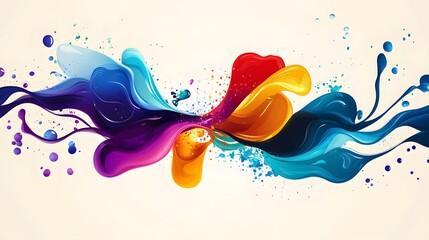 Wall Mural - abstract colorful paint splashes flowing dynamically